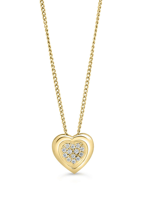 Yellow gold diamond pave heart pendant