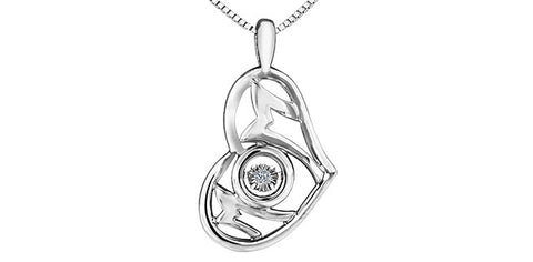 Sterling silver dancing diamond MOM pendant