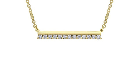 Yellow gold diamond bar pendant