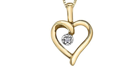 Yellow gold diamond heart pendant