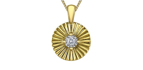 Yellow gold diamond disc pendant