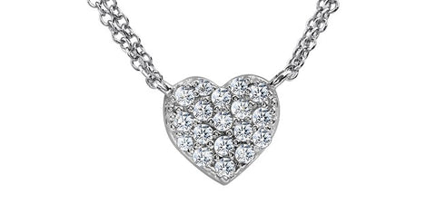 Sterling silver diamond heart pendant