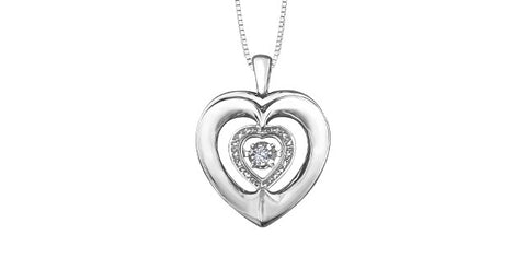 Sterling silver diamond heart pendant
