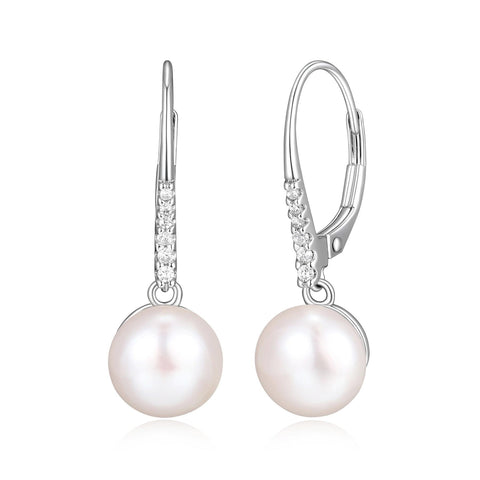 Sterling silver & cubic zirconia pearl earrings