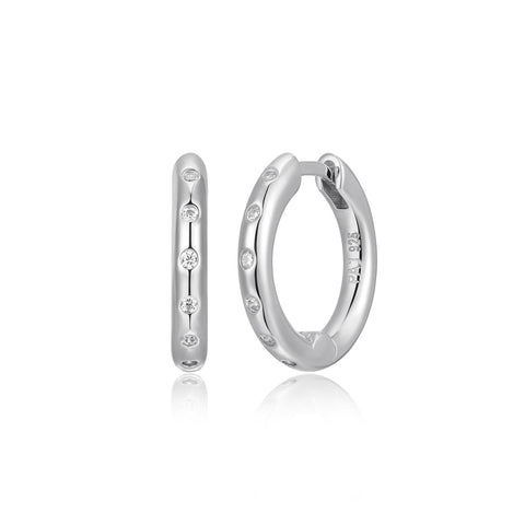 REIGN STERLING SILVER CUBIC ZIRCONIA HOOP EARRINGS