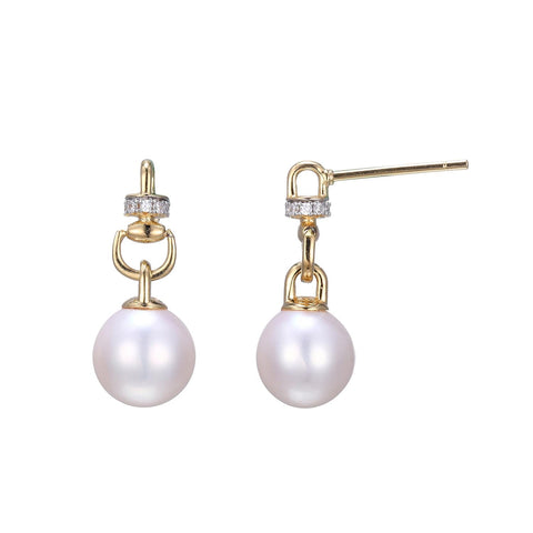 Charles Garnier sterling silver gold plate pearl earrings.