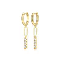Reign sterling silver gold plated rectangle hoop drop earrings