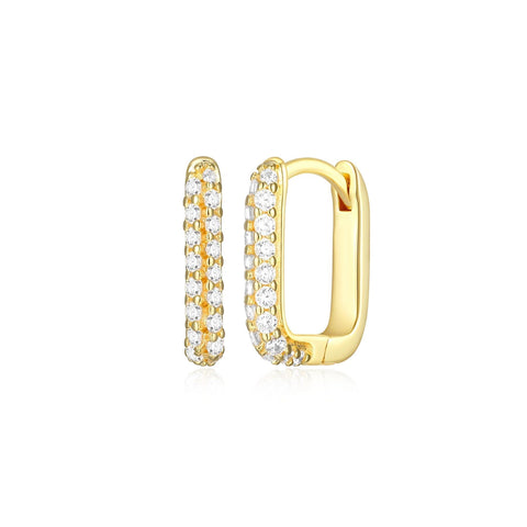 Reign sterling silver gold plate square hoop earrings