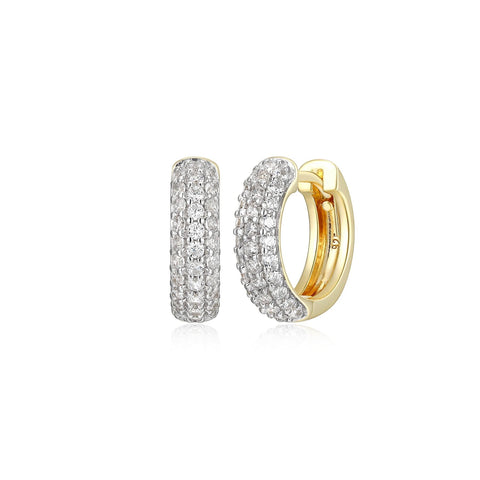 Reign sterling silver gold plate cubic zirconia hoop earrings
