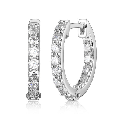 Reign sterling silver cubic zirconia hoops