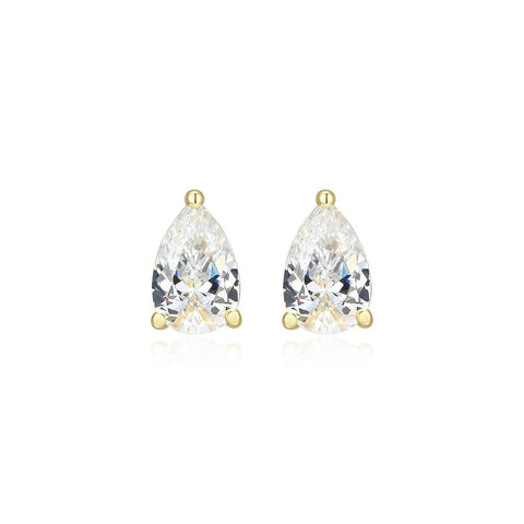 Reign sterling silver gold plate pear cz earrings