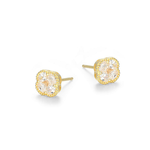 Reign sterling silver gold plate clover stud earrings