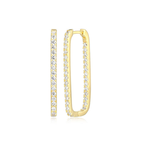 Reign sterling silver gold plate cz hoop earrings