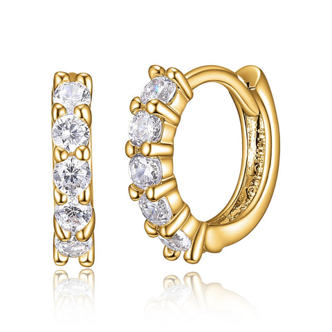 Reign sterling silver gold plate cz huggie earrings
