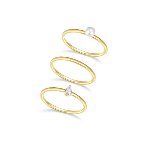Reign sterling silver gold plate 3 ring set