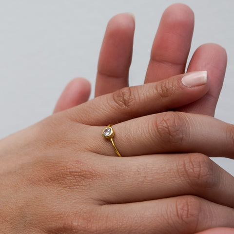 Aurora sterling silver gold vermeil cz ring