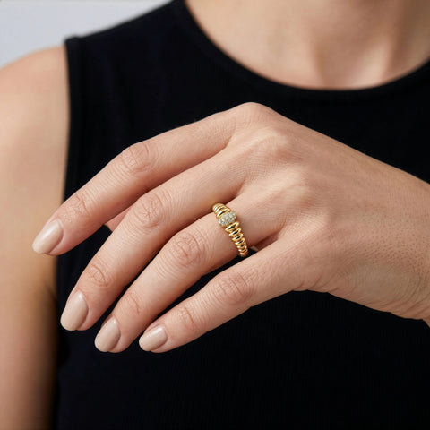 Aurora sterling silver gold vermeil cz bubble ring