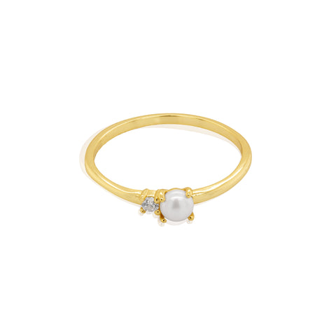 Aurora sterling silver gold vermeil Toi et Moi cz & pearl ring