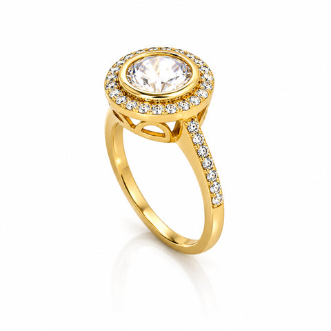 Aurora sterling silver gold vermeil cz halo ring