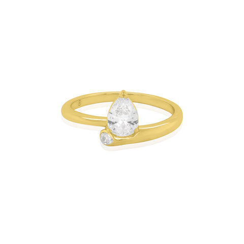 Aurora sterling silver gold vermeil cz bypass ring