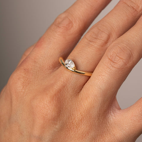 Aurora sterling silver gold vermeil pear cz ring