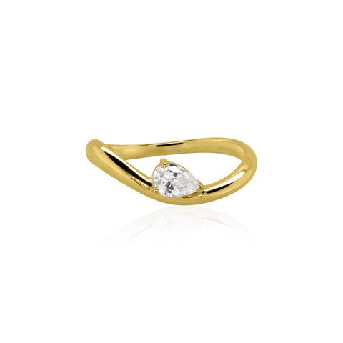 Aurora sterling silver gold vermeil pear cz ring