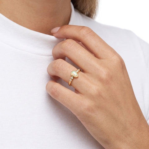 Aurora sterling silver gold vermeil opal & cz ring