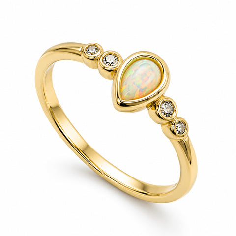 Aurora sterling silver gold vermeil opal & cz ring