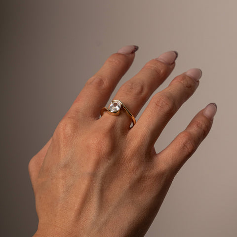 Aurora sterling silver gold vermeil oval cz ring