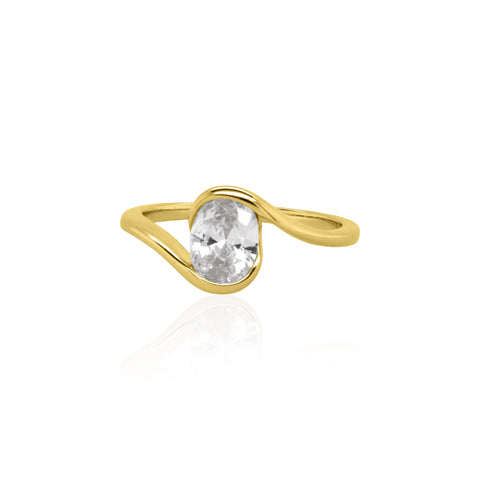 Aurora sterling silver gold vermeil oval cz ring
