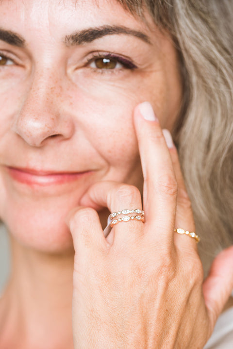 Aurora sterling silver gold vermeil cz ring