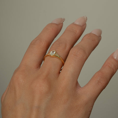 Aurora sterling silver gold vermeil oval cz ring