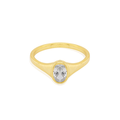 Aurora sterling silver gold vermeil oval cz ring