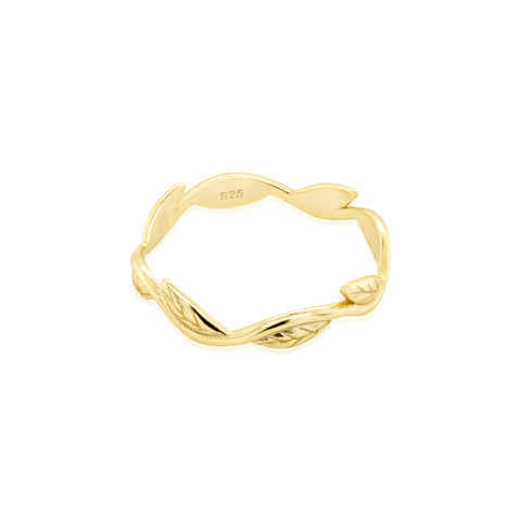 Aurora sterling silver gold vermeil leaf ring