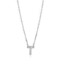 REIGN STERLING SILVER CUBIC ZIRCONIA "T" NECKLACE