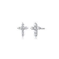 REIGN STERLING SILVER DAINTY STUD CROSS EARRINGS WITH CUBIC ZIRCONIAS