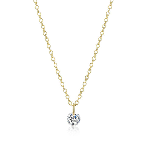 Reign sterling silver gold plate chain with floating cz