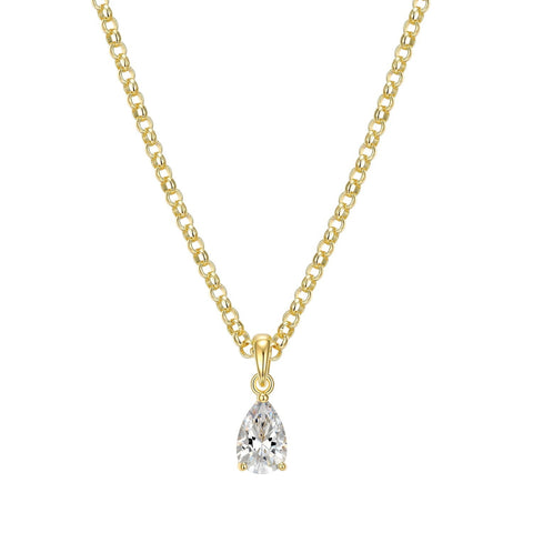 Reign sterling silver gold plate pear cz necklace