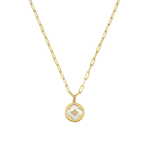 S/S GP WH MOP CZ NECKLACE