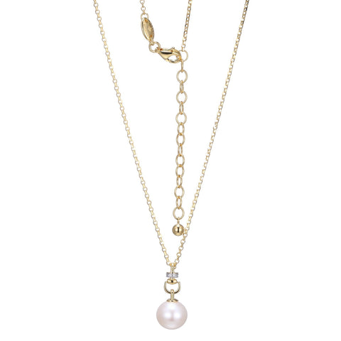 S/S GP PEARL AND CZ NECKLACE