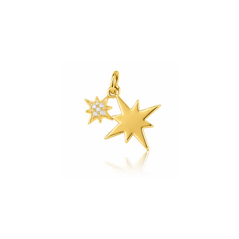 Aurora sterling silver gold vermeil double stars pendant/charm