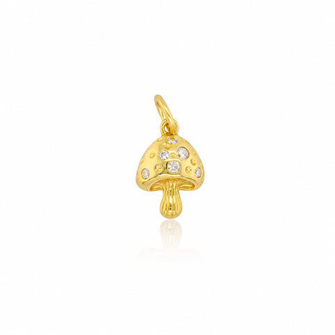 Aurora sterling silver gold vermeil cz puffy mushroom charm