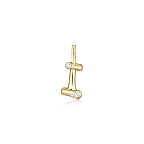 STERLING SILVER GOLD PLATED INITIAL I WITH CUBIC ZIRCONIAS