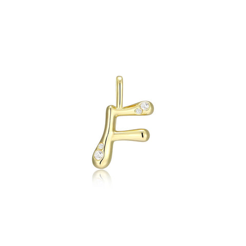 STERLING SILVER GOLD PLATED INITIAL F