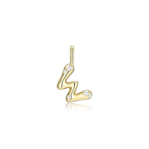 STERLING SILVER GOLD PLATED INITIAL W WITH CUBIC ZIRCONIAS