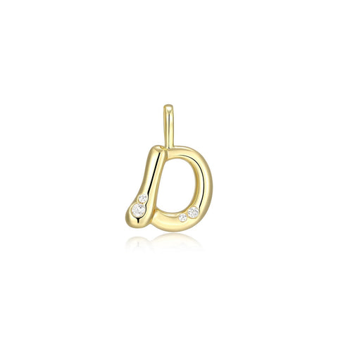 STERLING SILVER GOLD PLATED INITIAL D WITH CUBIC ZIRCONIAS