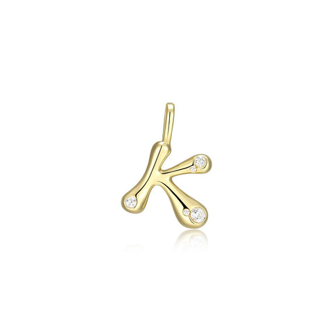 STERLING SILVER GOLD PLATED INITIAL K WITH CUBIC ZIRCONIAS