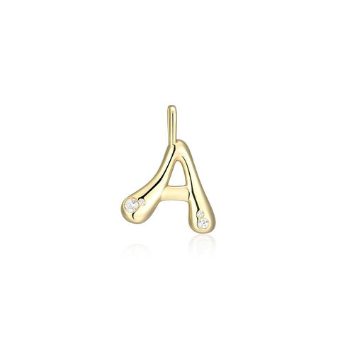 STERLING SILVER GOLD PLATED INITIAL A WITH CUBIC ZIRCONIAS
