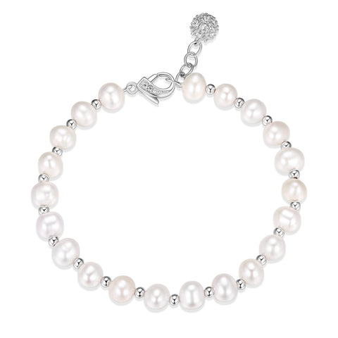 REIGN SHELL PEARL STERLING SILVER CUBIC ZIRCONIA BRACELET