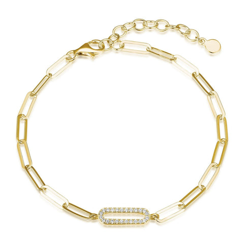 REIGN STERLING SILVER GOLD PLATE PAPERCLIP BRACELET